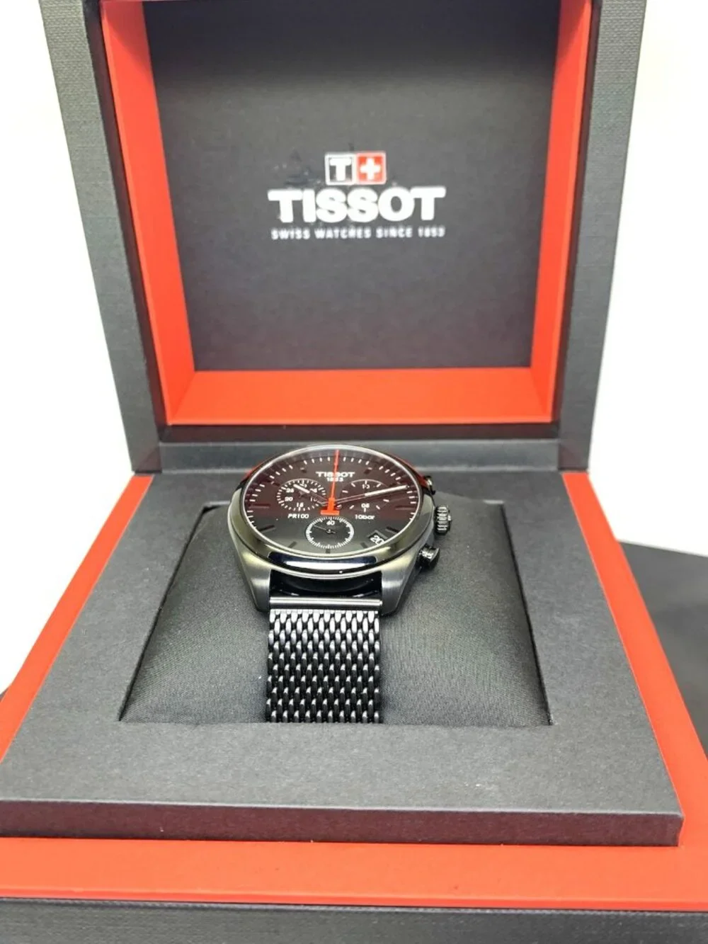 Tissot Mens Watch PR100 Swiss Quartz Chronograph Black Dial Steel T1014173305100